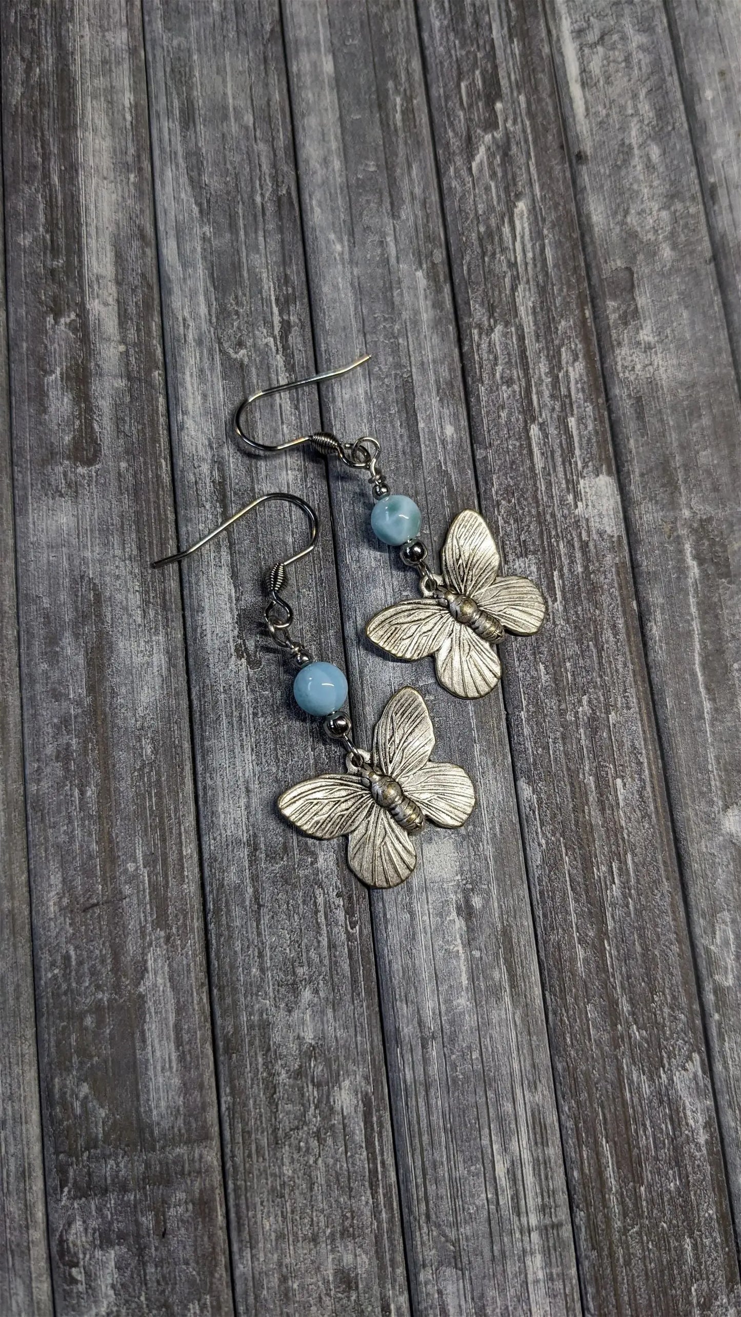 Boucles d'oreilles avec larimar - Aurore Lune