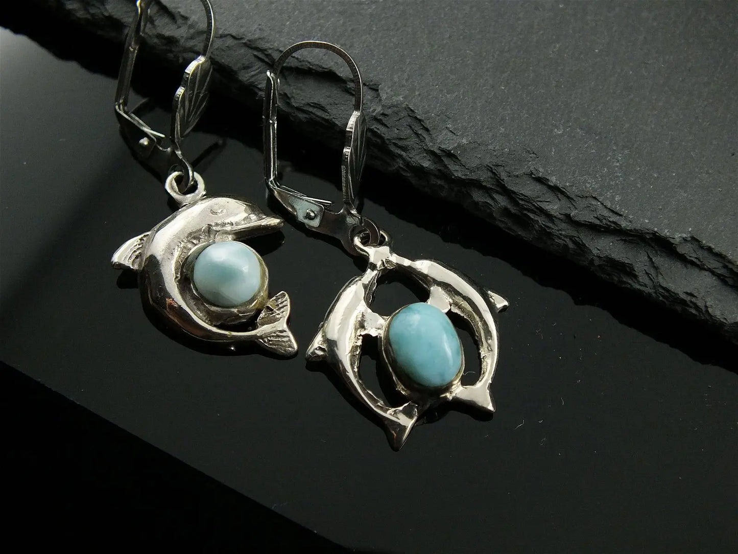 Boucles d'oreilles avec larimars - Aurore Lune