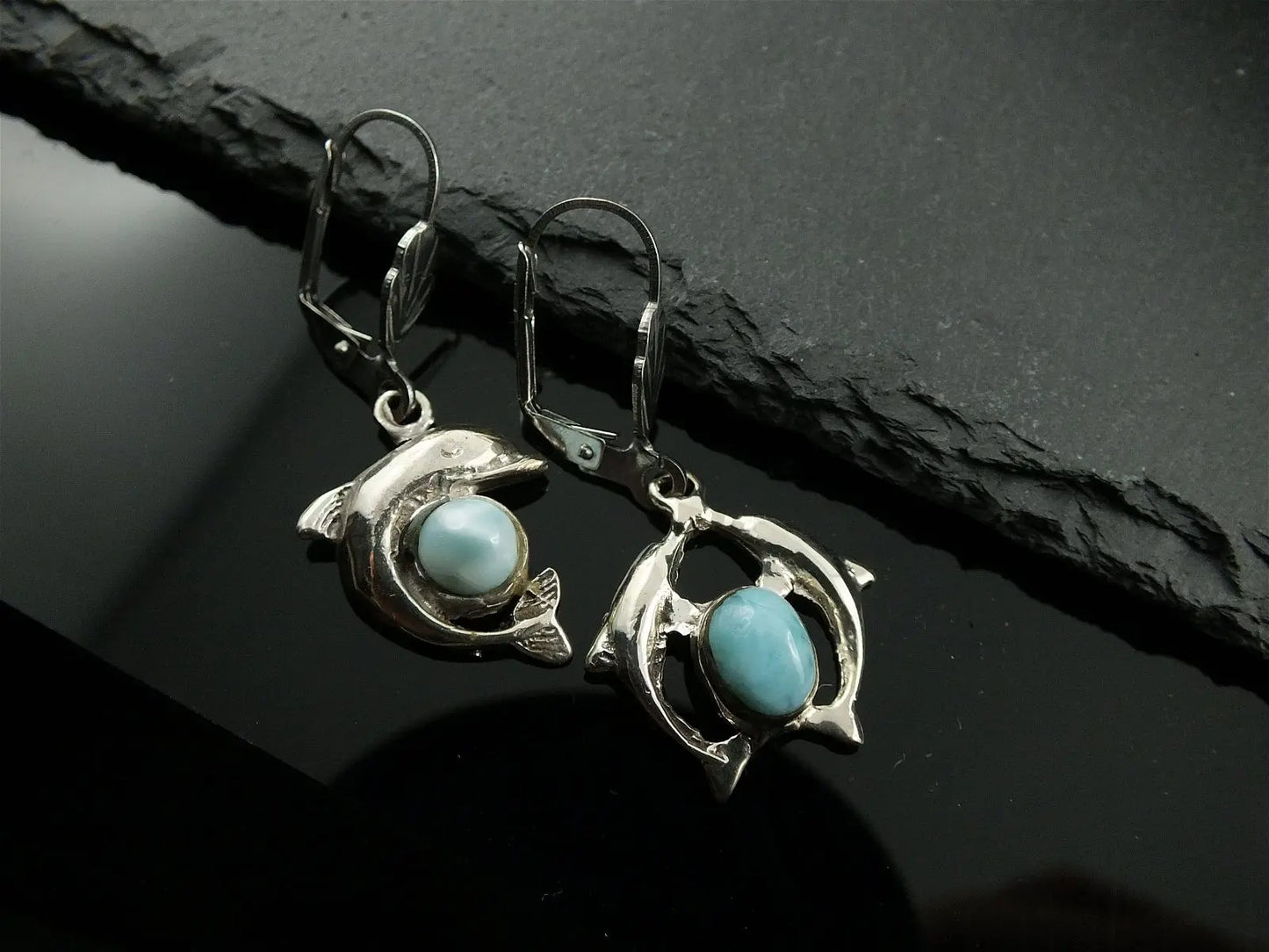 Boucles d'oreilles avec larimars - Aurore Lune
