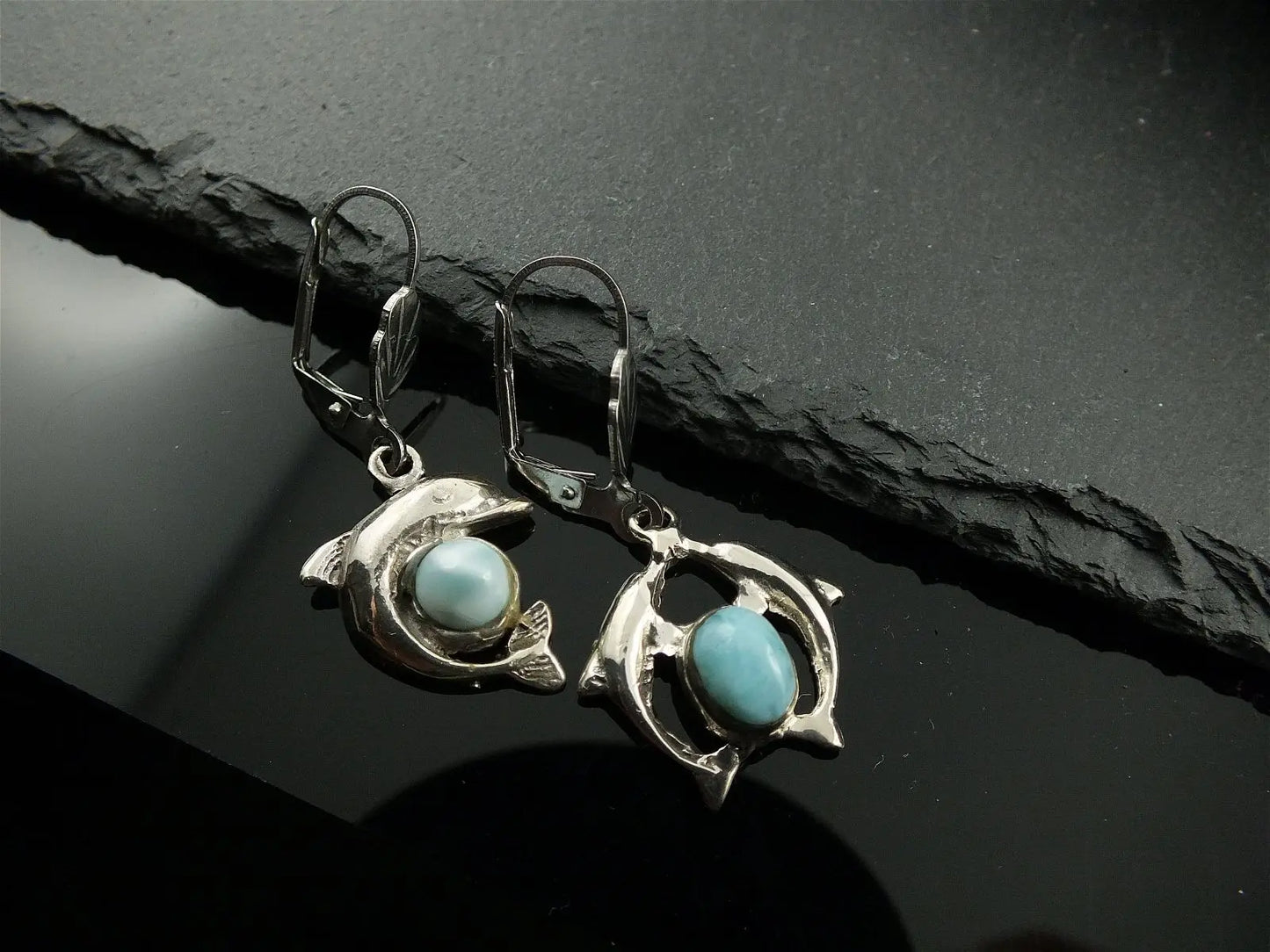 Boucles d'oreilles avec larimars - Aurore Lune