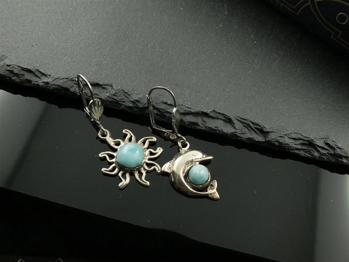 Boucles d'oreilles avec larimars - Aurore Lune
