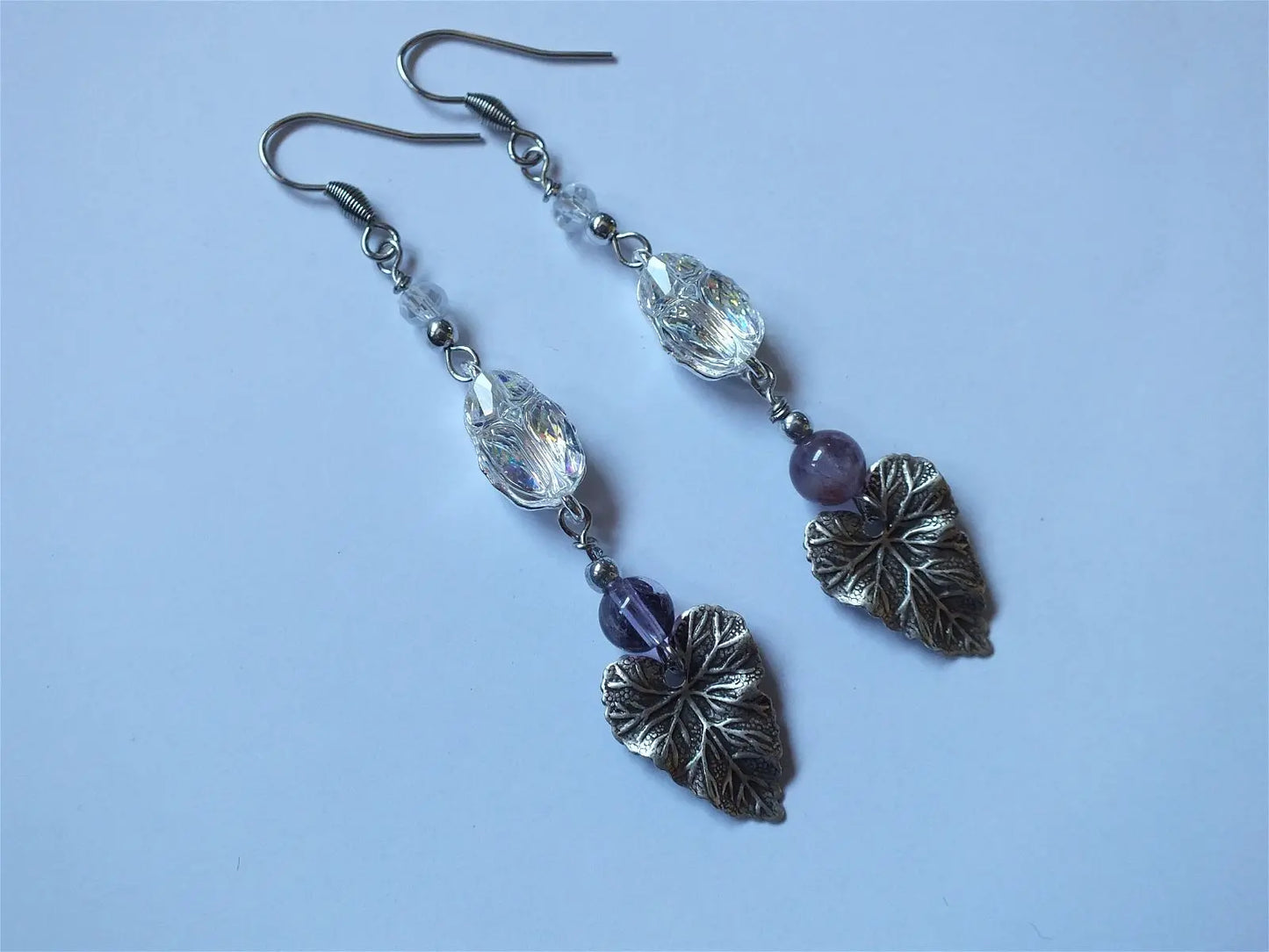 Boucles d'oreilles avec scarabées swarovski crystal AB - Aurore Lune