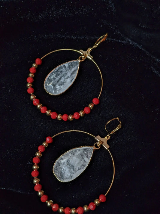 Boucles d'oreilles cristal de roche - Aurore Lune