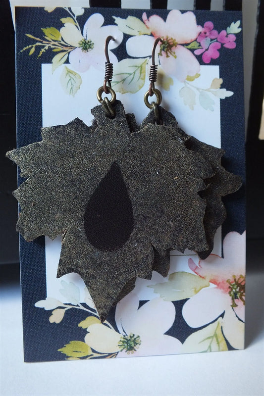 Boucles d'oreilles cuir marron - Aurore Lune