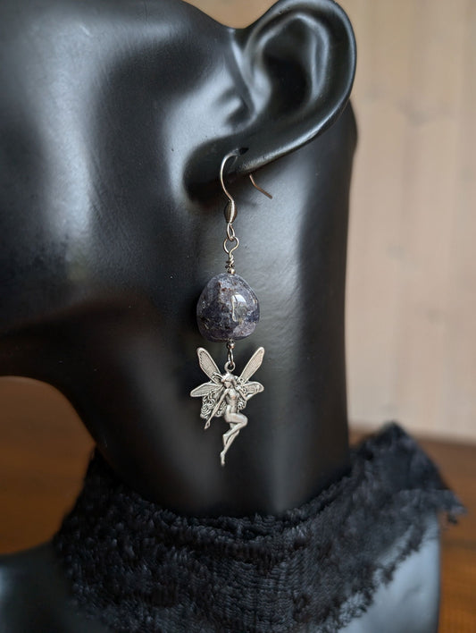 Boucles d'oreilles en cordiérite iolite - Aurore Lune