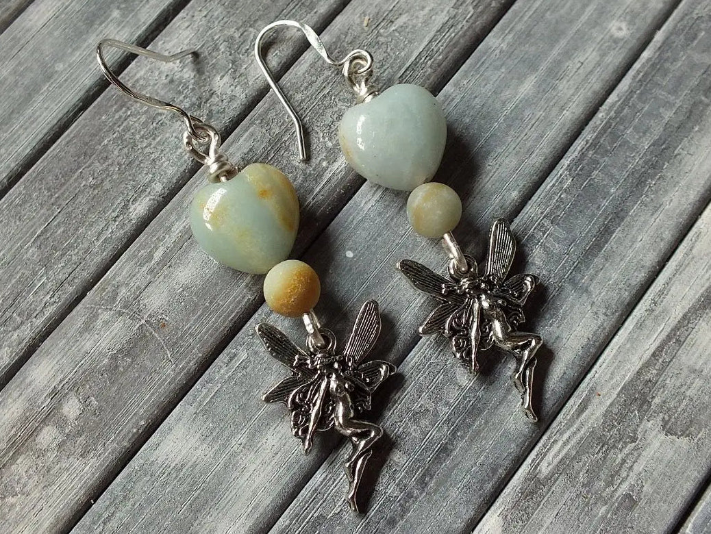 Boucles d'oreilles fées amazonites - Aurore Lune