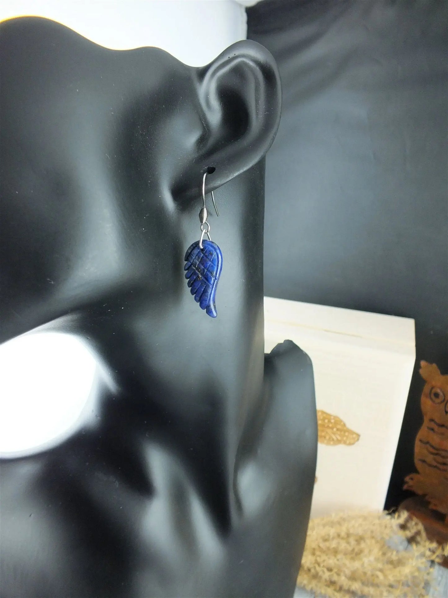 Boucles d'oreilles imitation lapis lazuli - Aurore Lune
