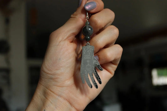 Boucles d'oreilles labradorite mains voyante - Aurore Lune