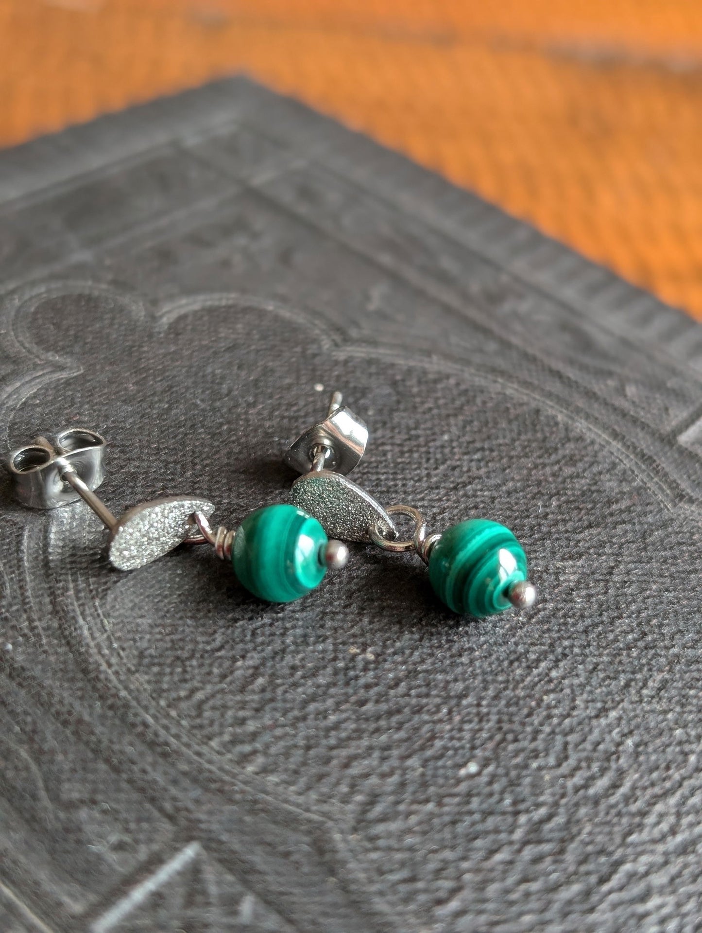 Boucles d'oreilles malachites - Aurore Lune