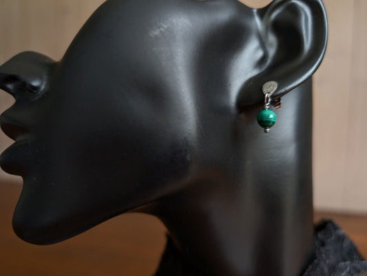 Boucles d'oreilles malachites - Aurore Lune