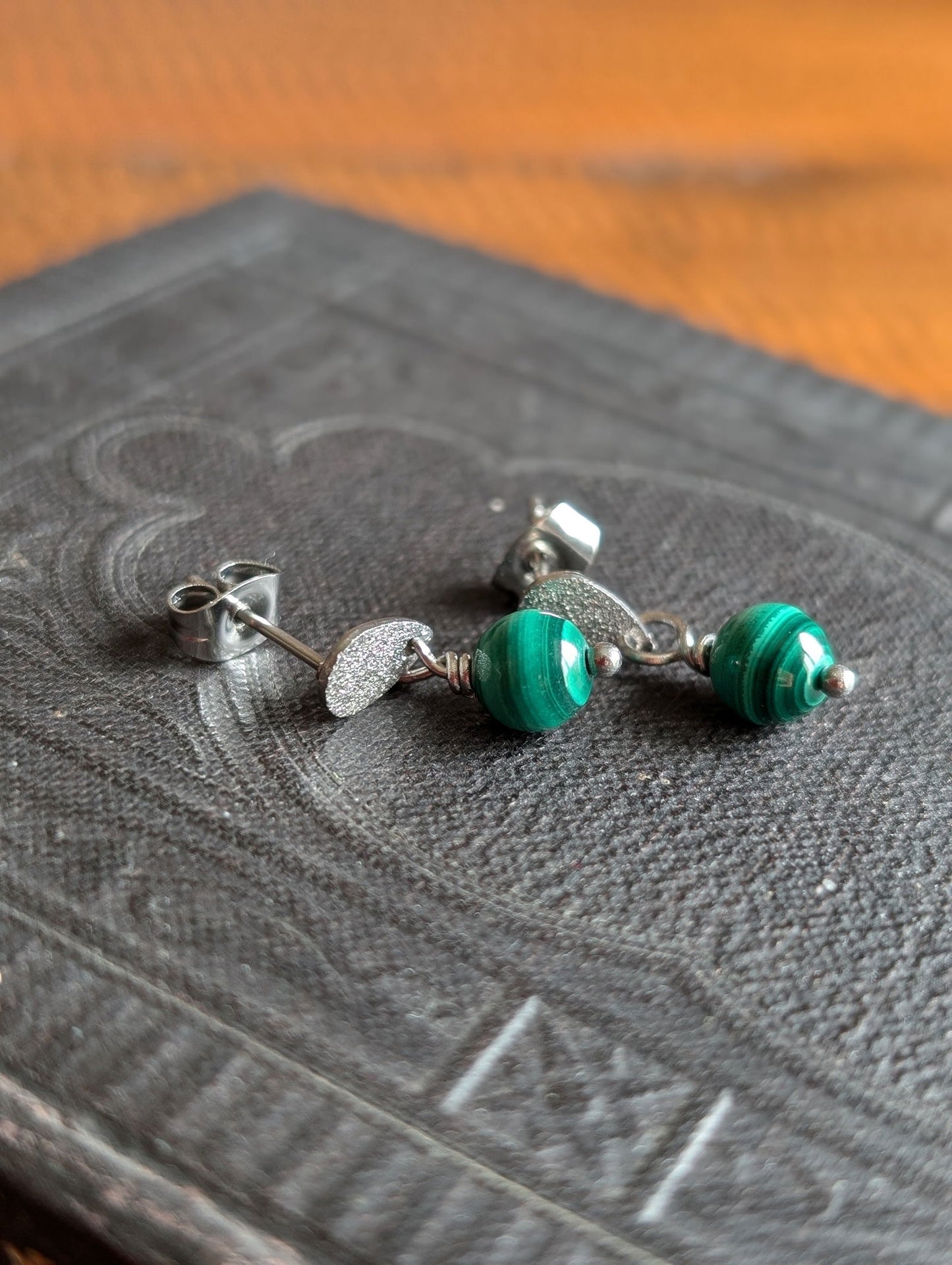 Boucles d'oreilles malachites - Aurore Lune