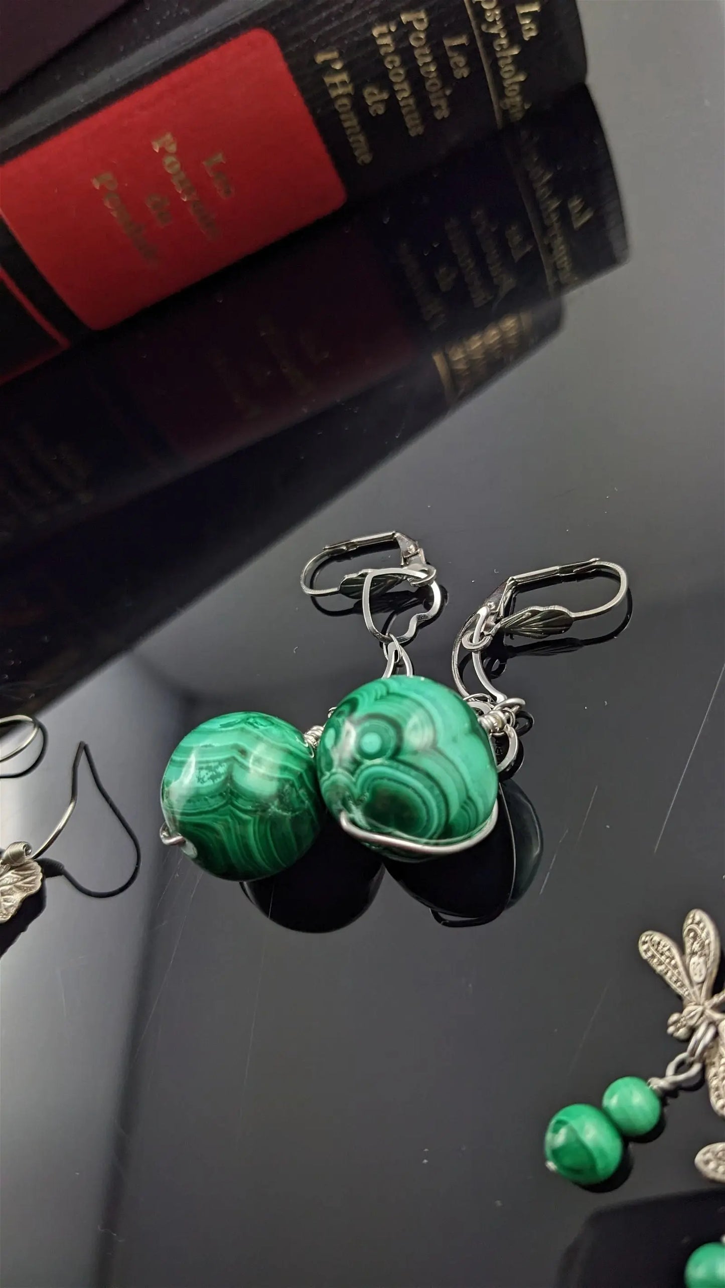 Boucles d'oreilles malachites - Aurore Lune