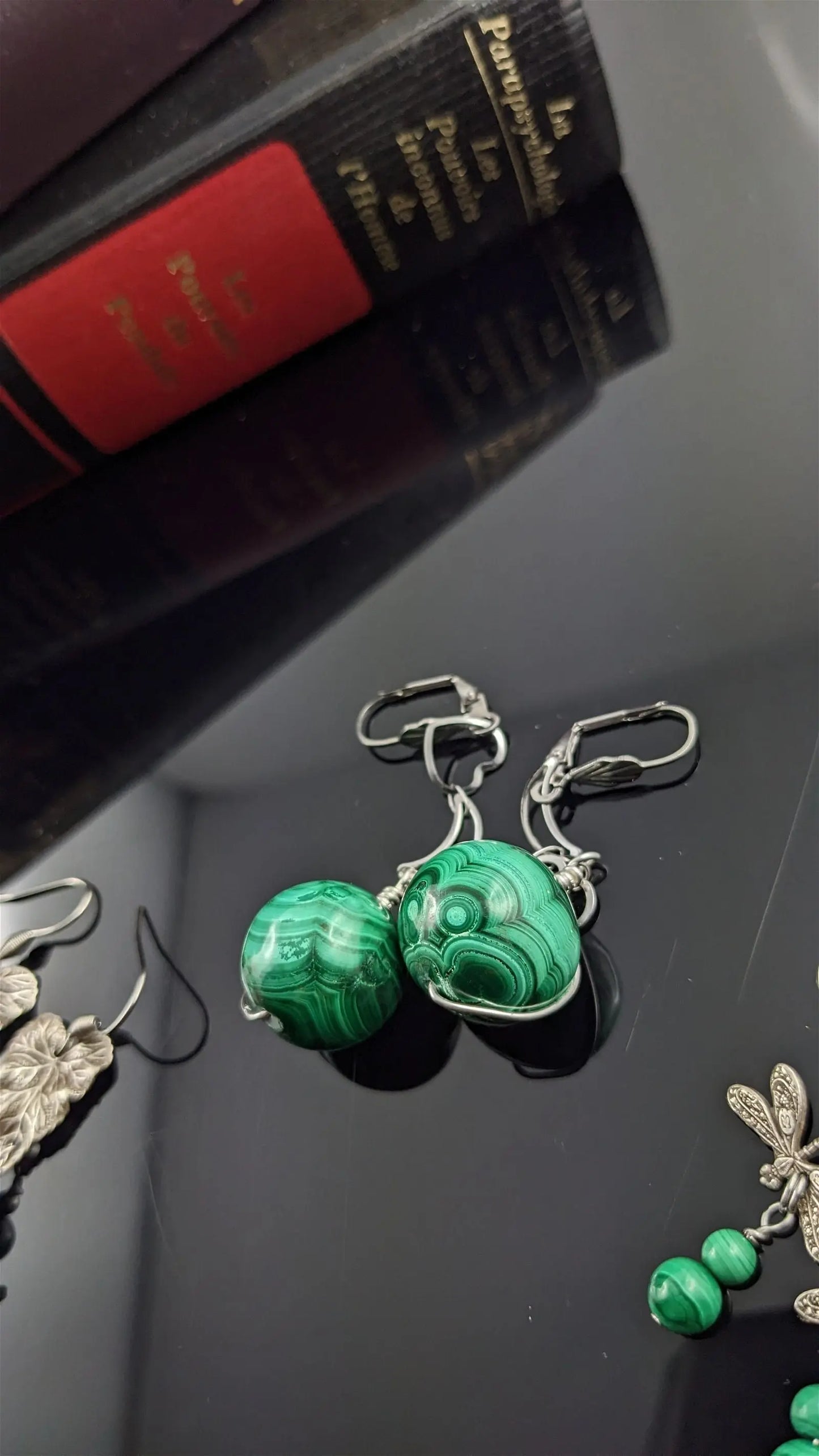 Boucles d'oreilles malachites - Aurore Lune