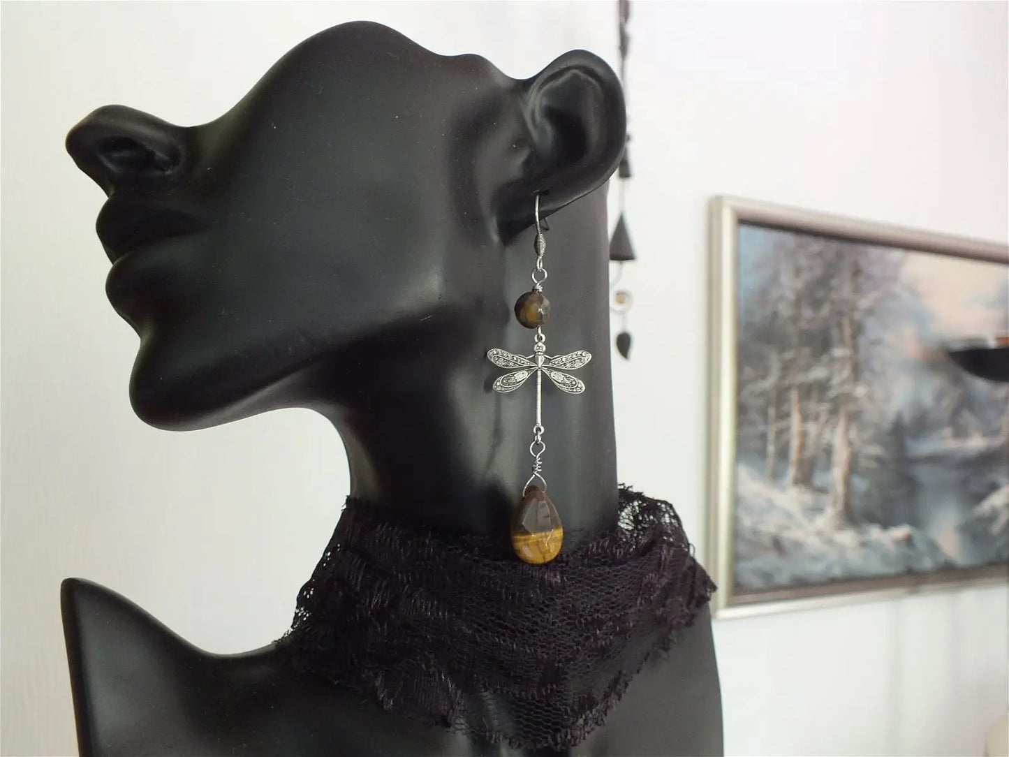 Boucles d'oreilles oeil de tigre - Aurore Lune