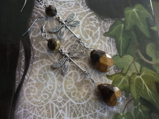 Boucles d'oreilles oeil de tigre - Aurore Lune