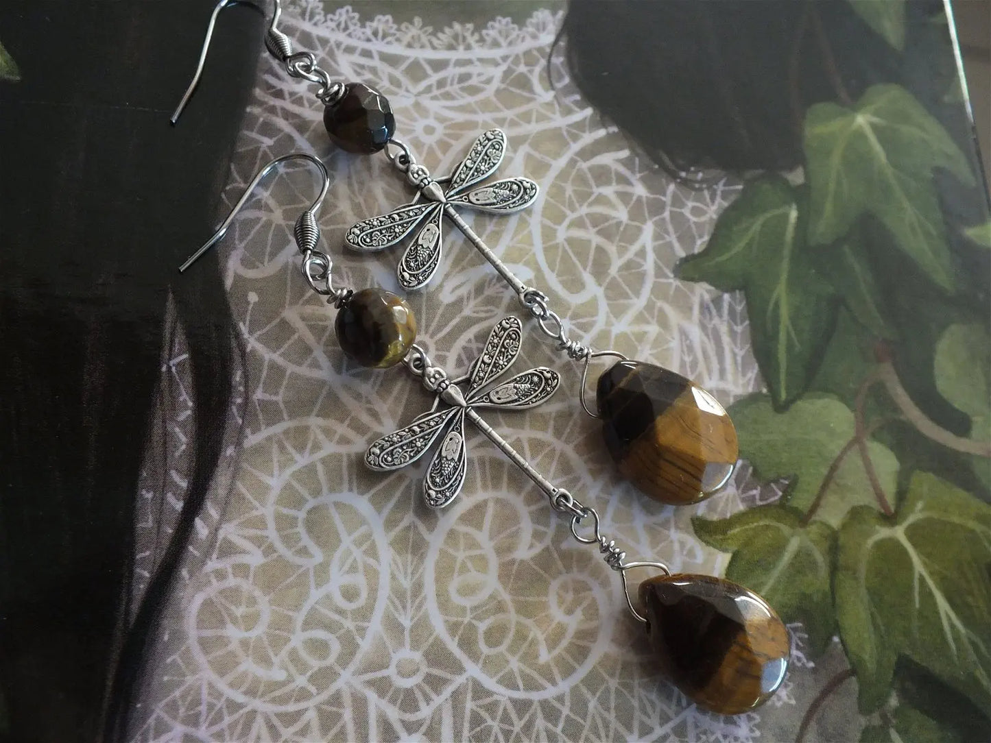 Boucles d'oreilles oeil de tigre - Aurore Lune