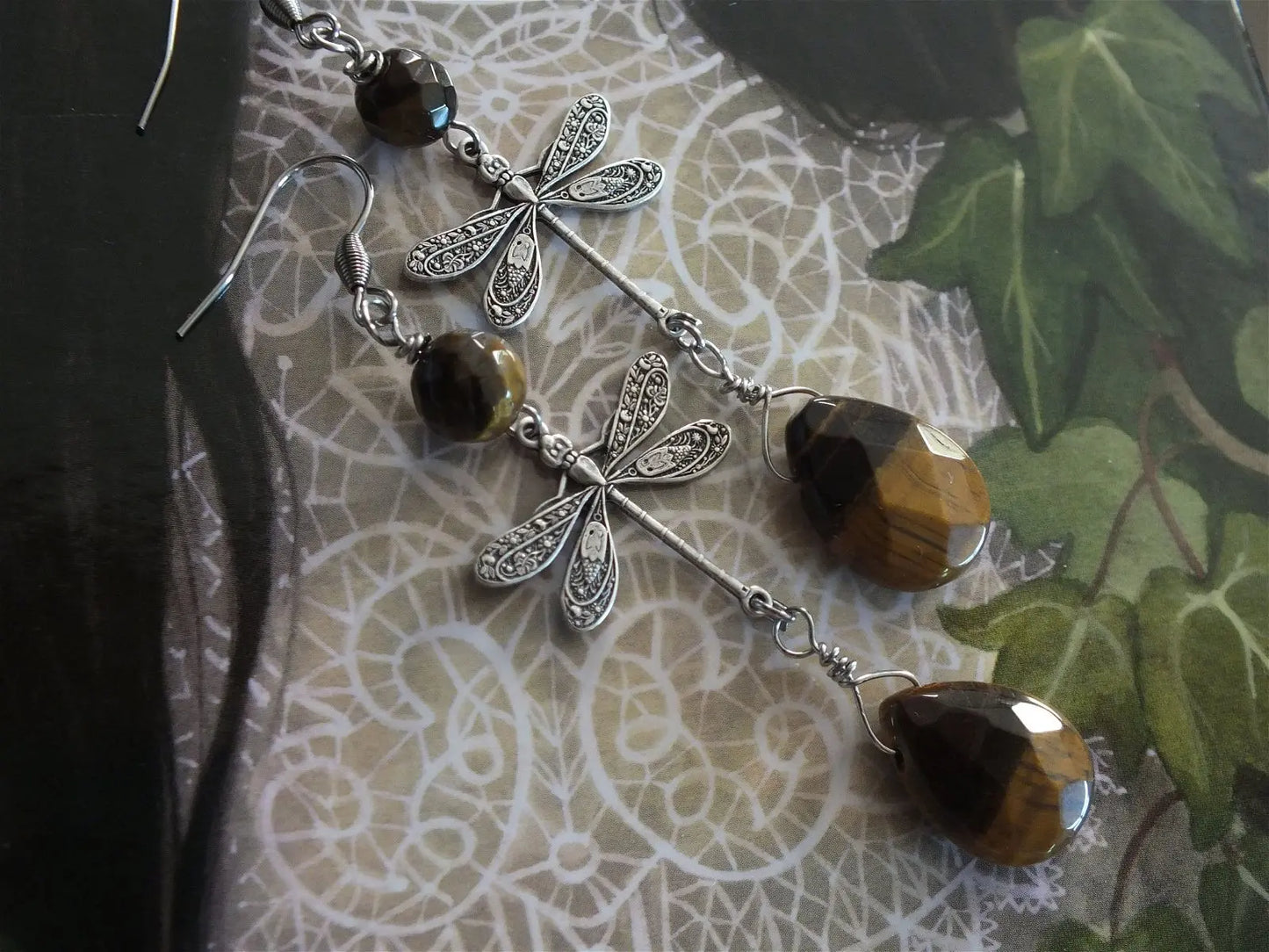 Boucles d'oreilles oeil de tigre - Aurore Lune