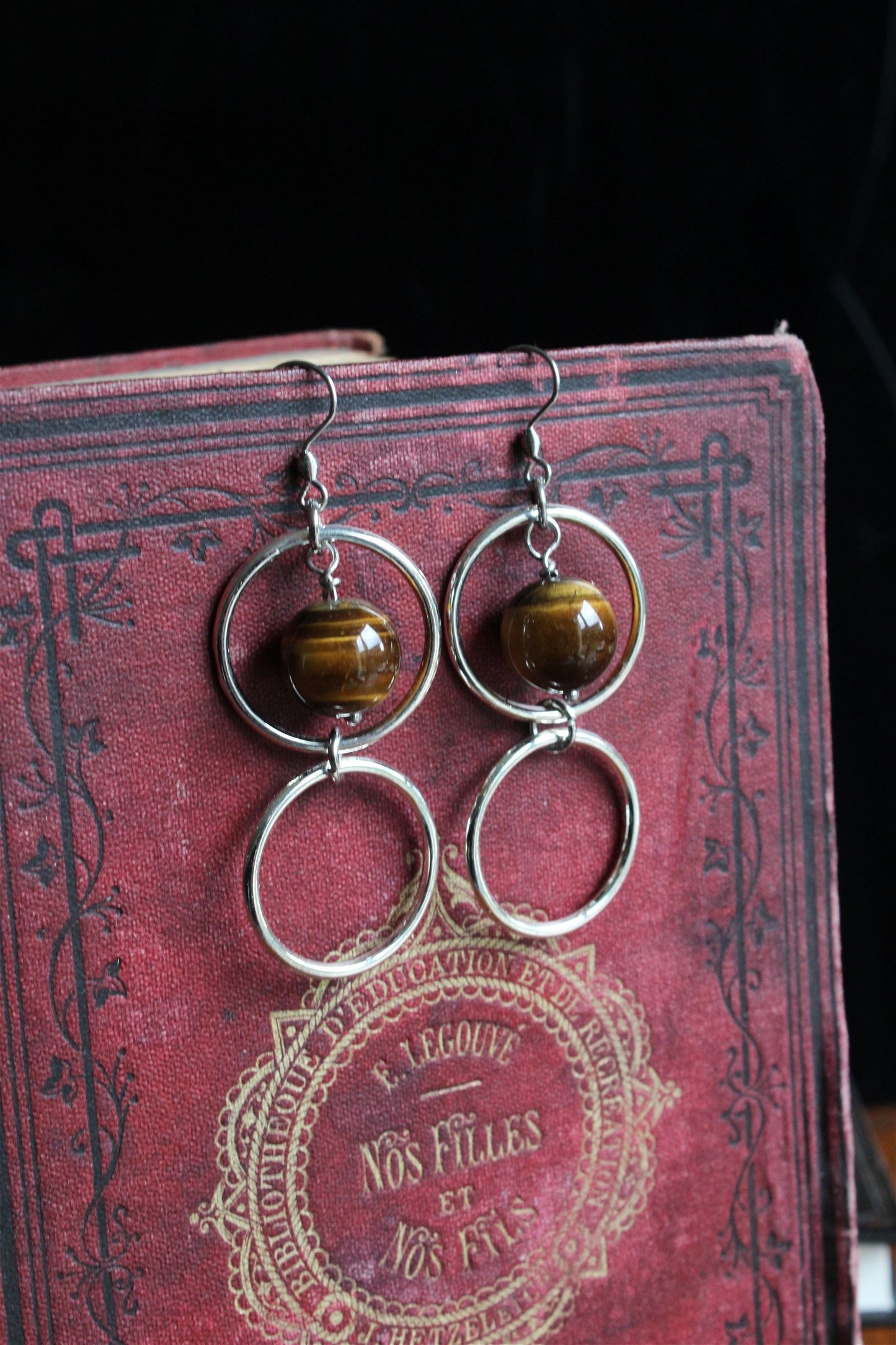 Boucles d'oreilles oeil de tigre - Aurore Lune