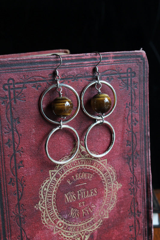Boucles d'oreilles oeil de tigre - Aurore Lune