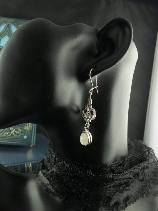 Boucles d'oreilles pierre de lune arc en ciel - Aurore Lune