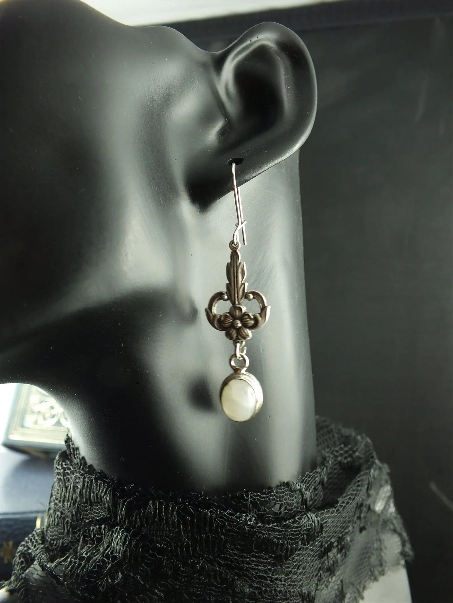 Boucles d'oreilles pierre de lune arc en ciel - Aurore Lune