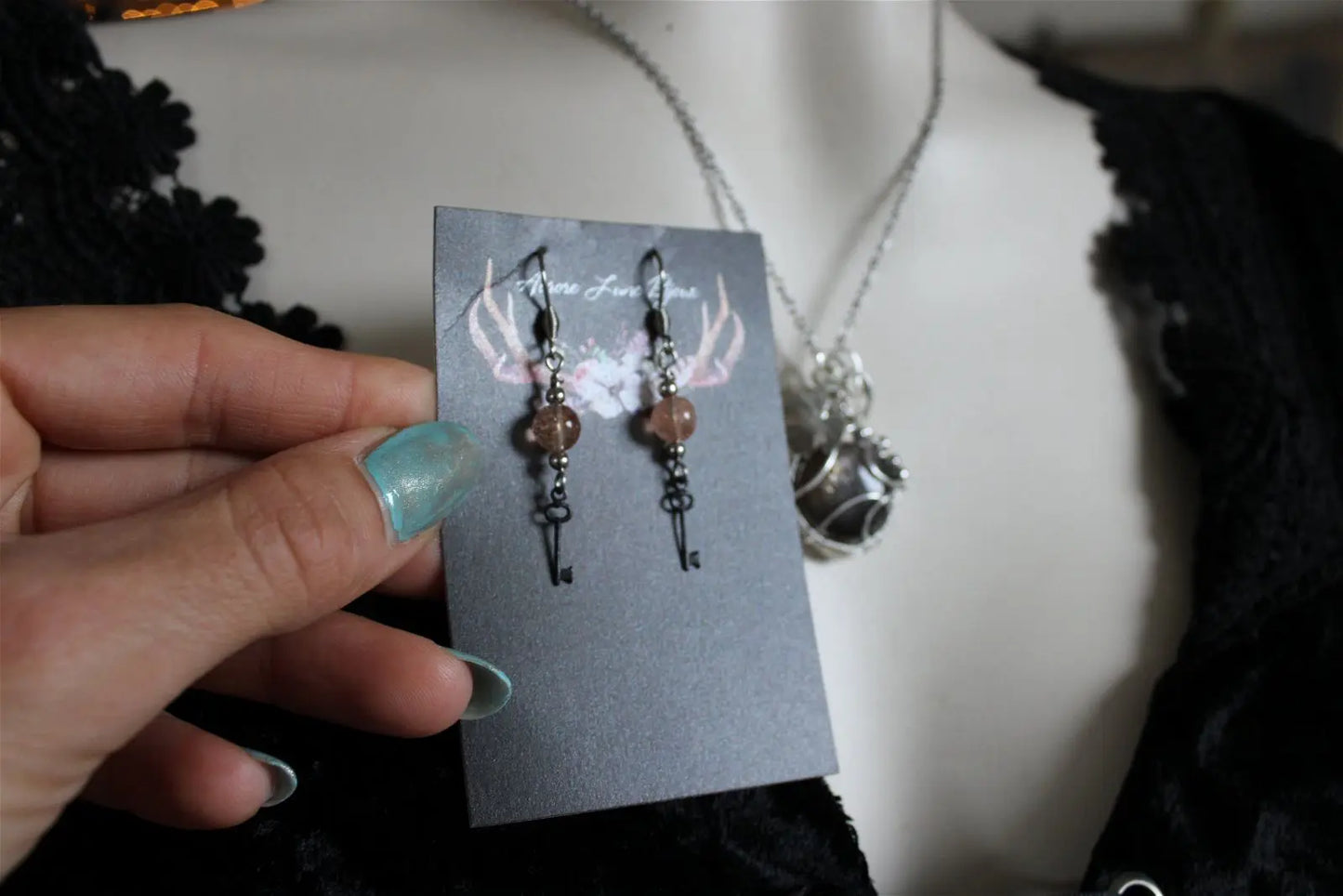 Boucles d'oreilles pierre de soleil - Aurore Lune