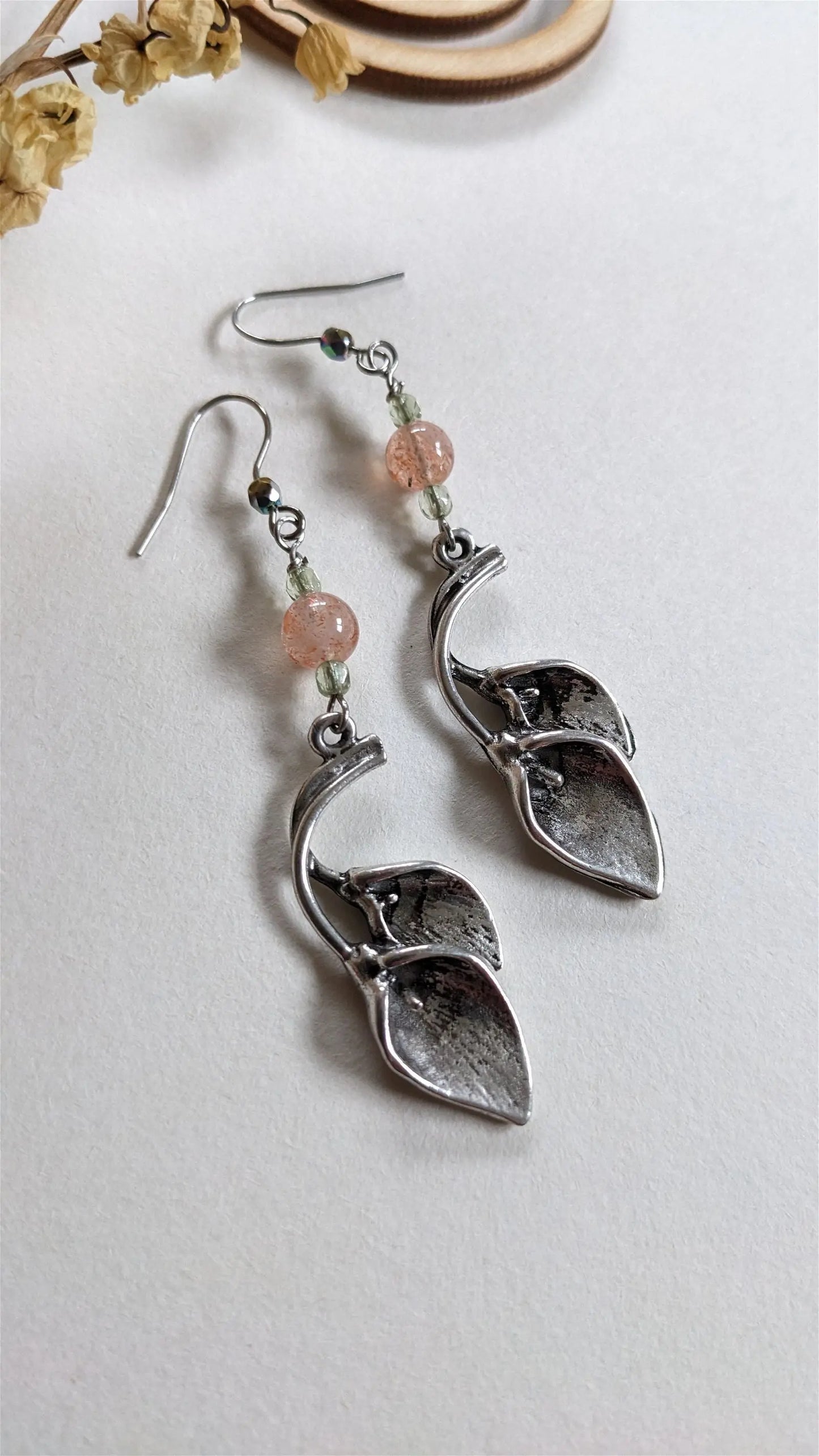 Boucles d'oreilles pierre de soleil - Aurore Lune