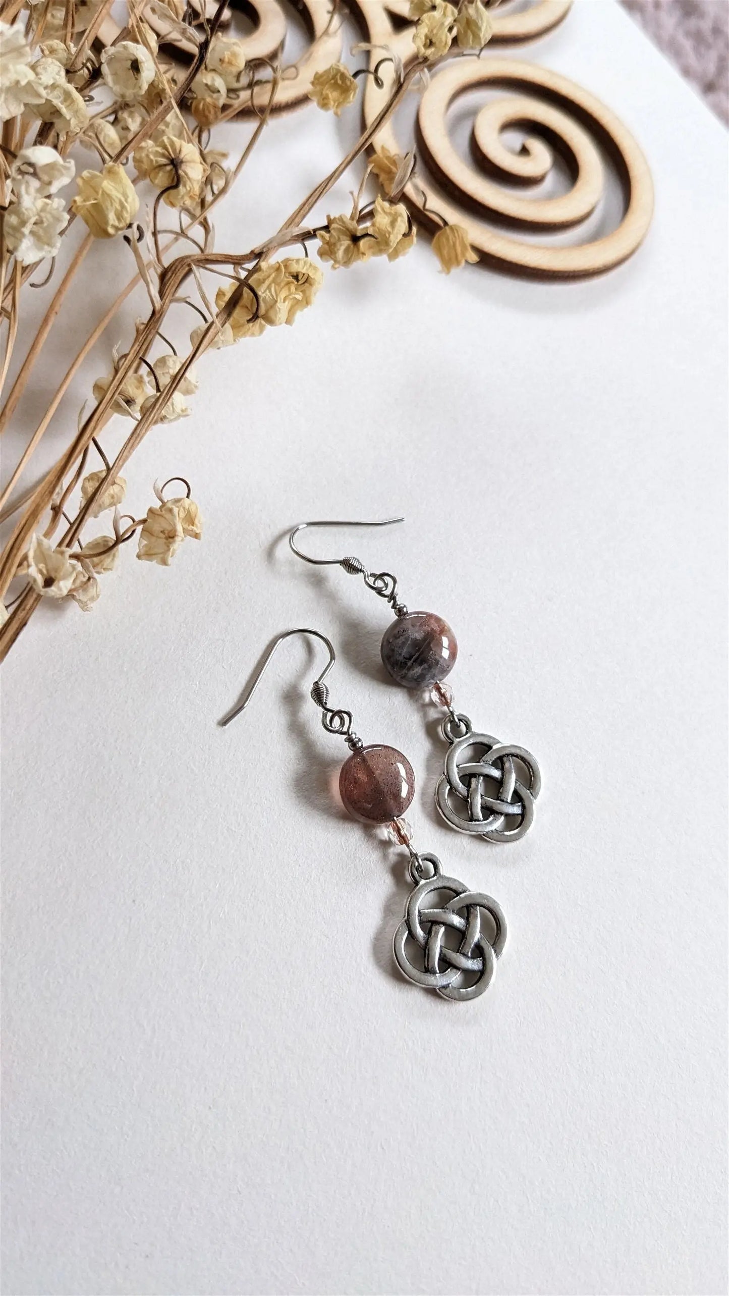 Boucles d'oreilles pierre de soleil - Aurore Lune