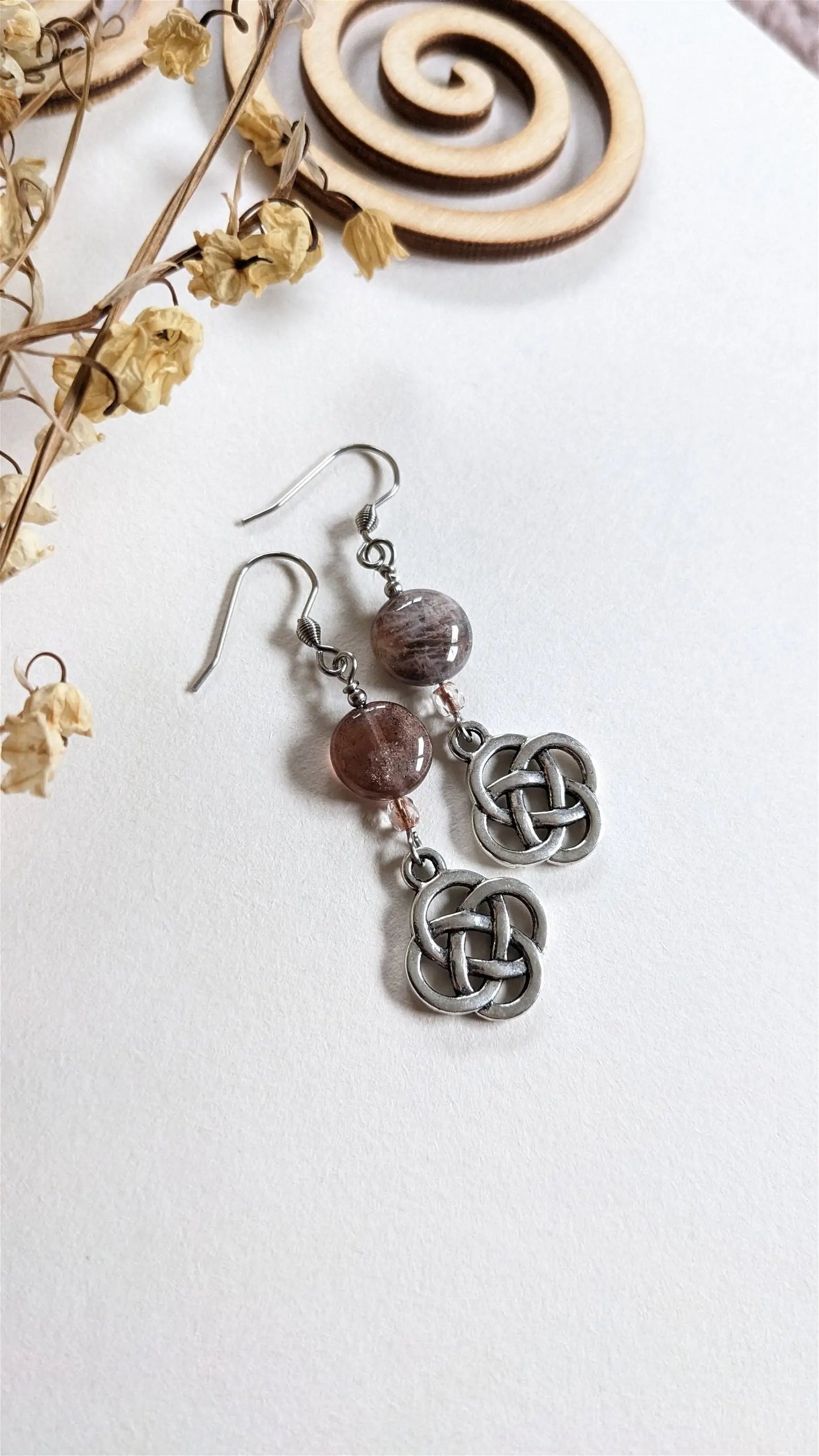 Boucles d'oreilles pierre de soleil - Aurore Lune