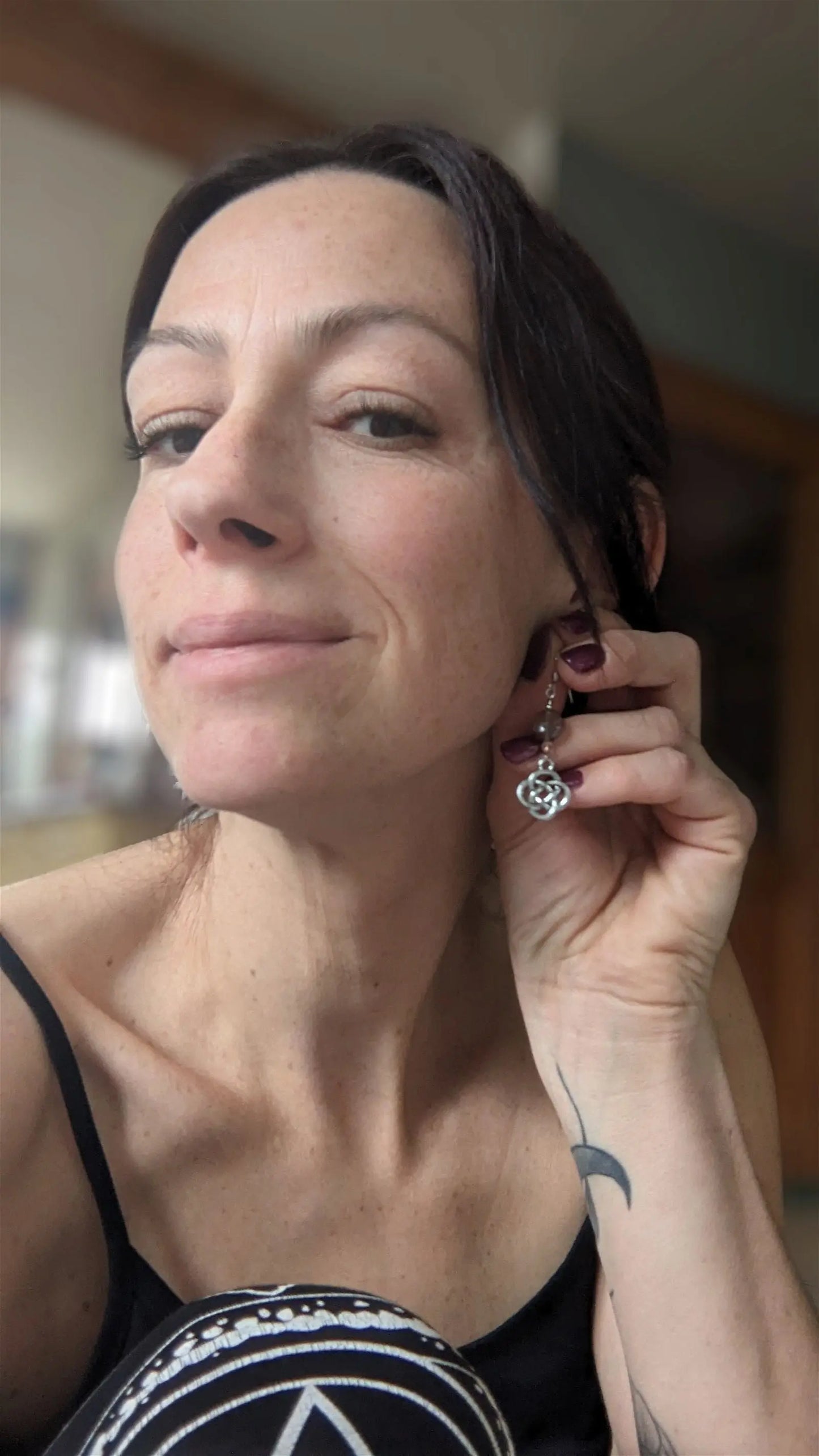 Boucles d'oreilles pierre de soleil - Aurore Lune