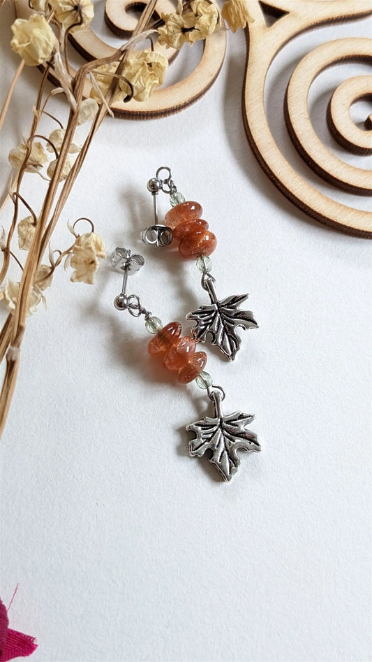 Boucles d'oreilles pierre de soleil - Aurore Lune