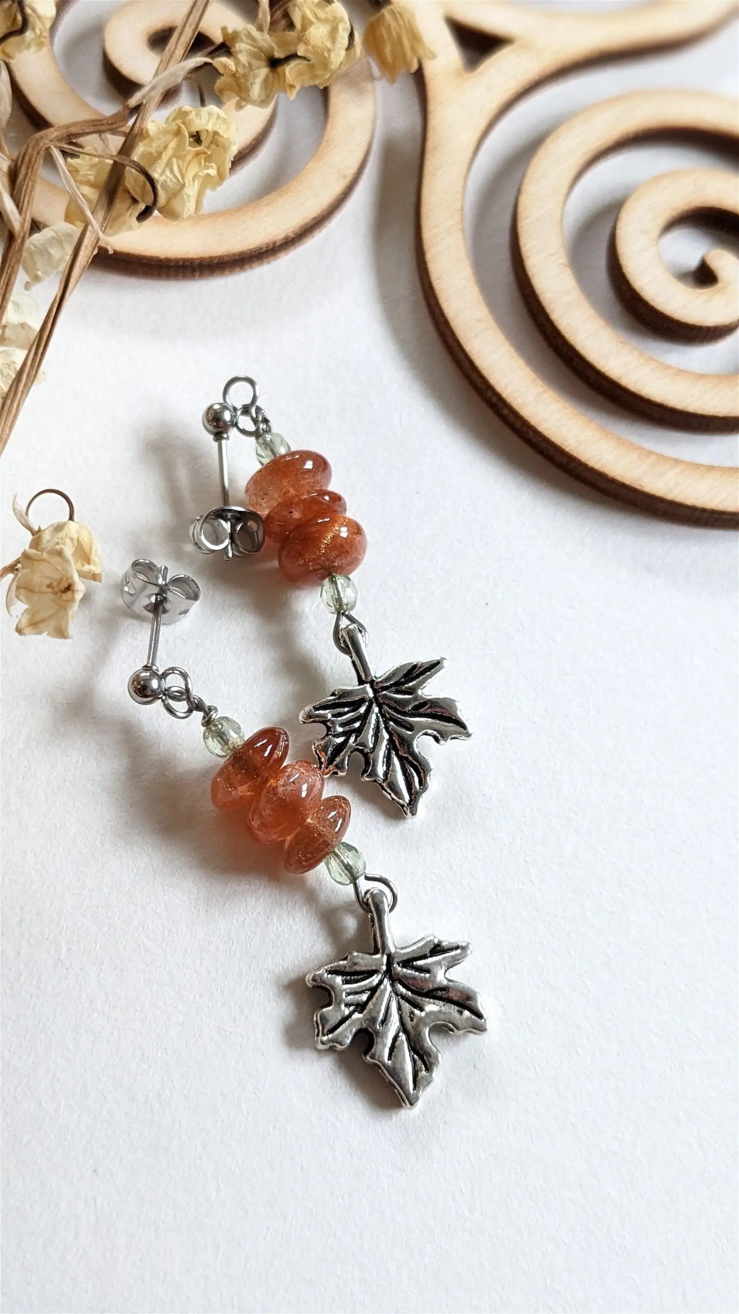 Boucles d'oreilles pierre de soleil - Aurore Lune