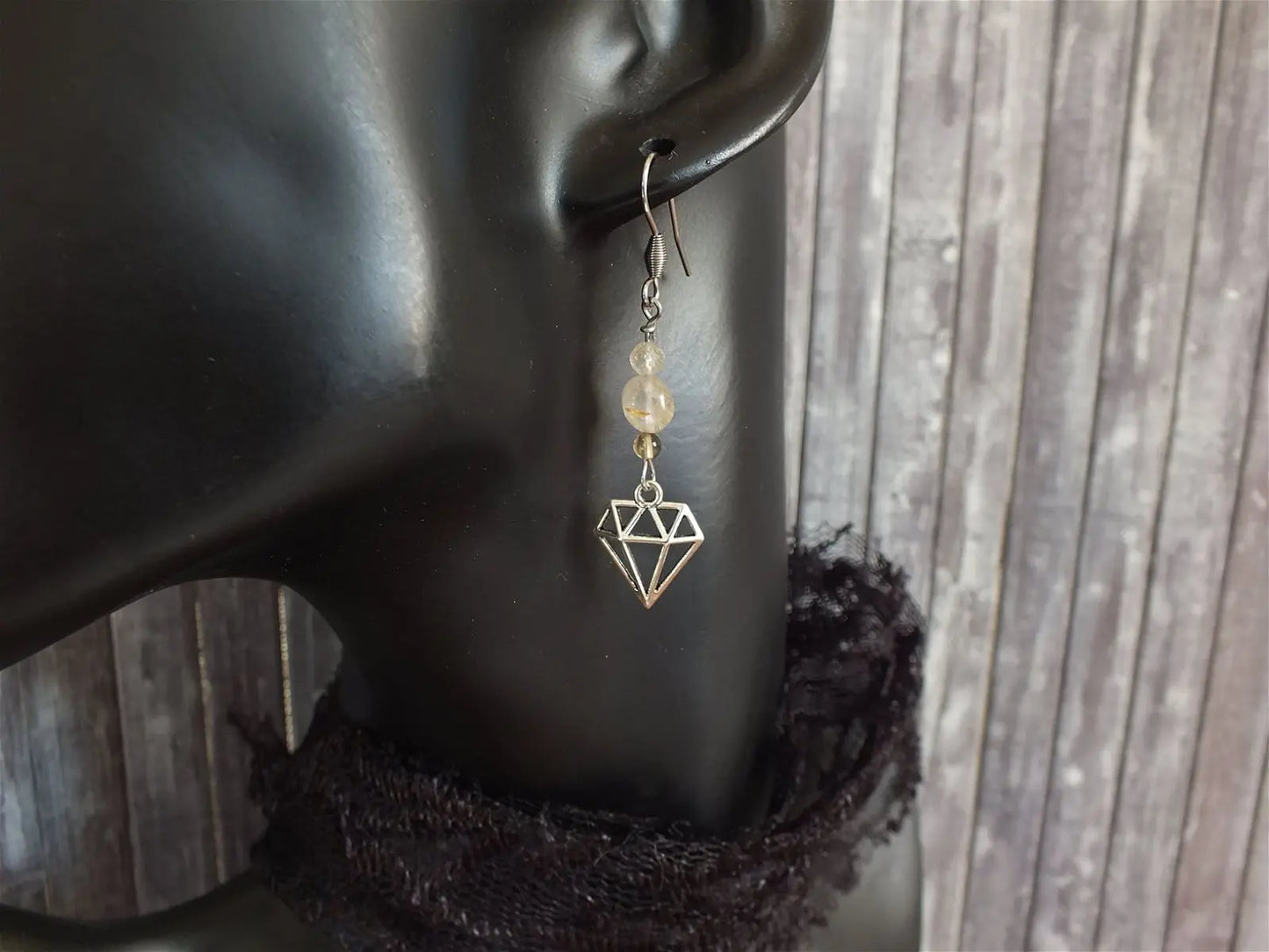 Boucles d'oreilles quartz à rutilé - Aurore Lune