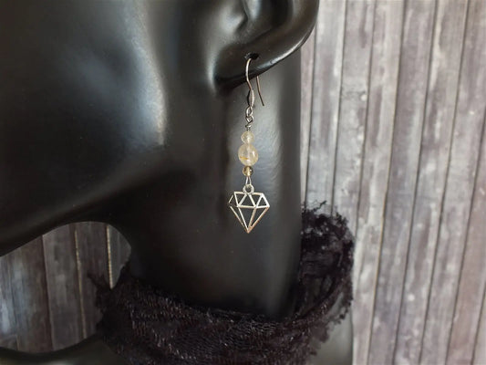 Boucles d'oreilles quartz à rutilé - Aurore Lune