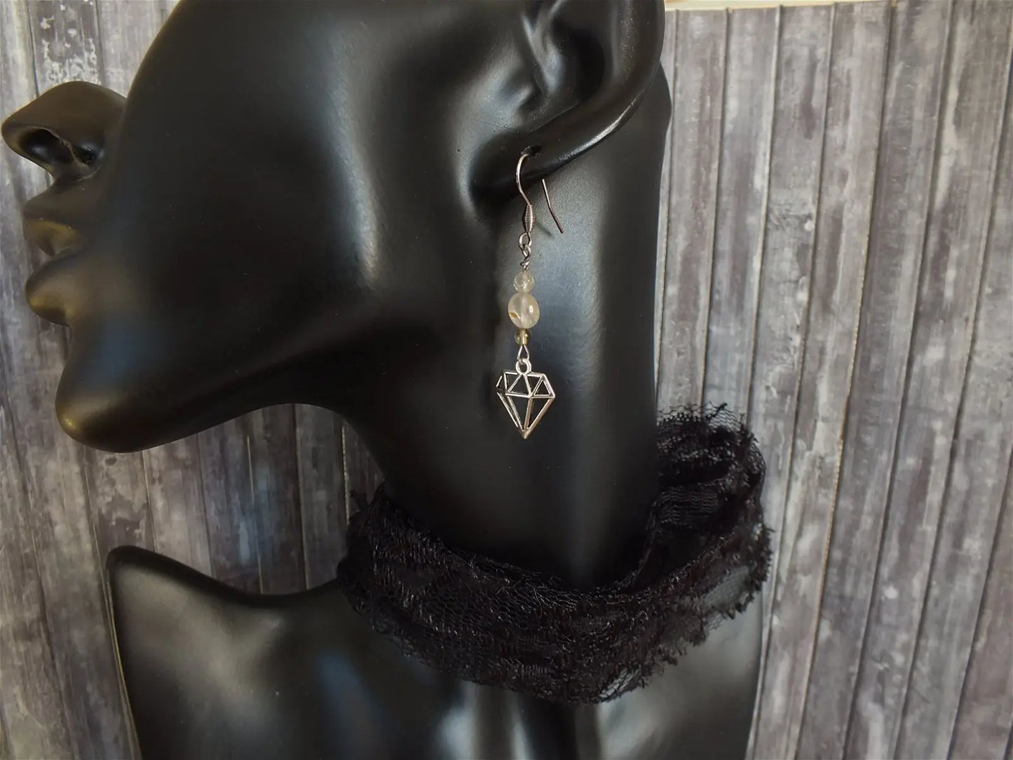 Boucles d'oreilles quartz à rutilé - Aurore Lune