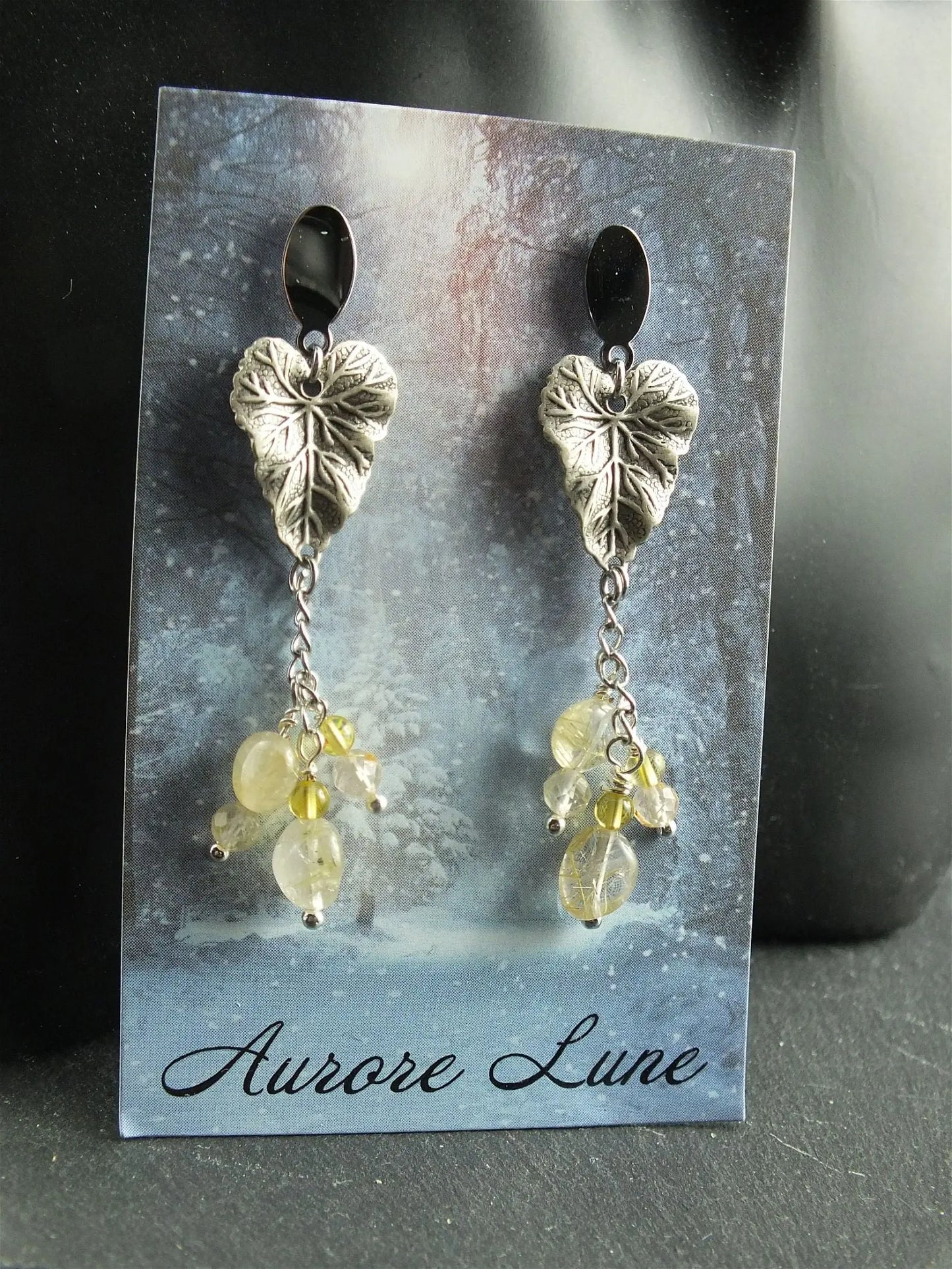 Boucles d'oreilles quartz rutile - Aurore Lune