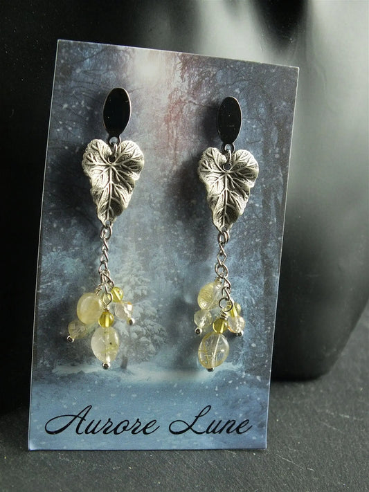 Boucles d'oreilles quartz rutile - Aurore Lune