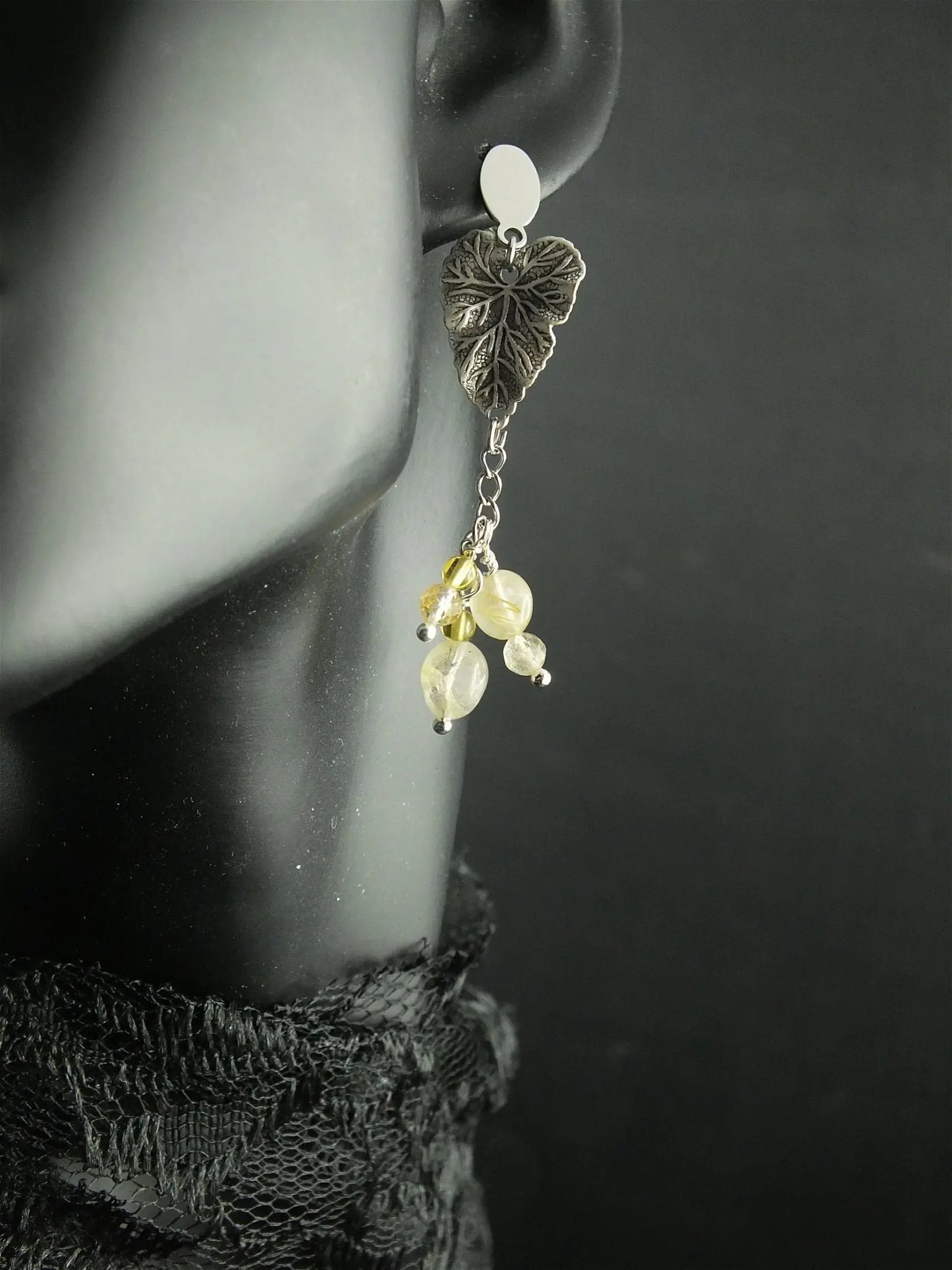 Boucles d'oreilles quartz rutile - Aurore Lune