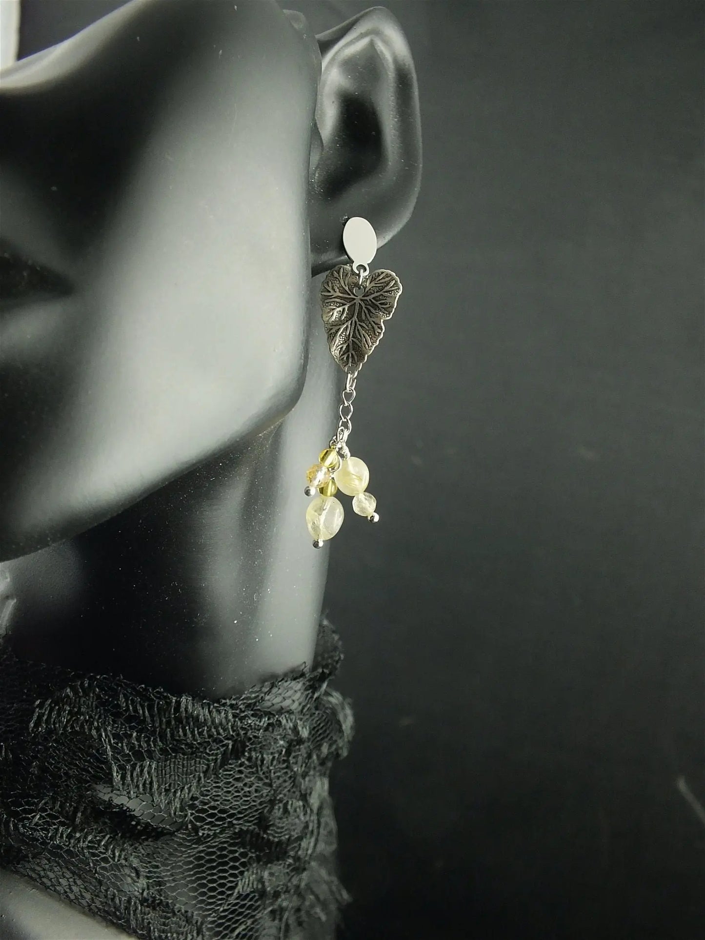 Boucles d'oreilles quartz rutile - Aurore Lune