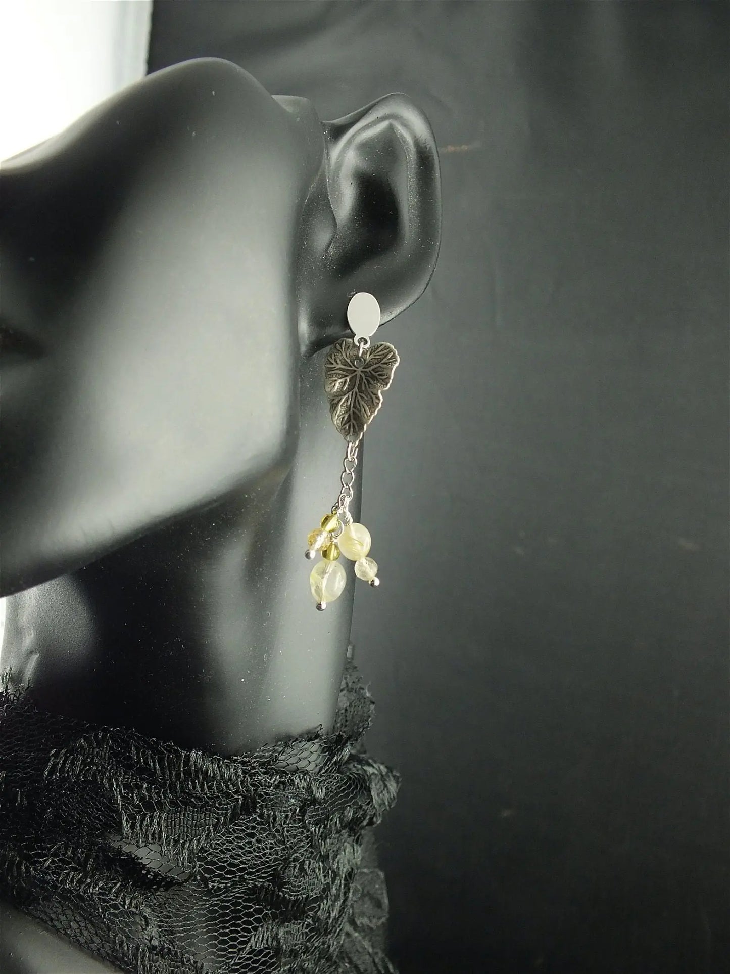 Boucles d'oreilles quartz rutile - Aurore Lune