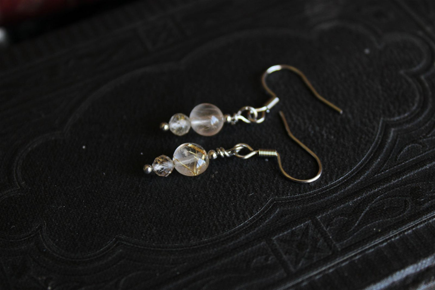 Boucles d'oreilles quartz rutile - Aurore Lune