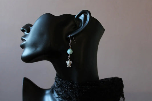 Boucles d'oreilles tortues avec larimars - Aurore Lune
