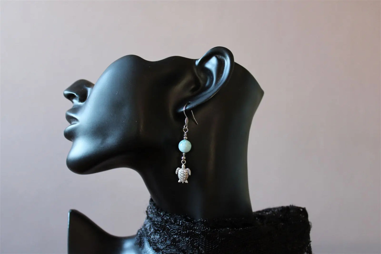 Boucles d'oreilles tortues avec larimars - Aurore Lune