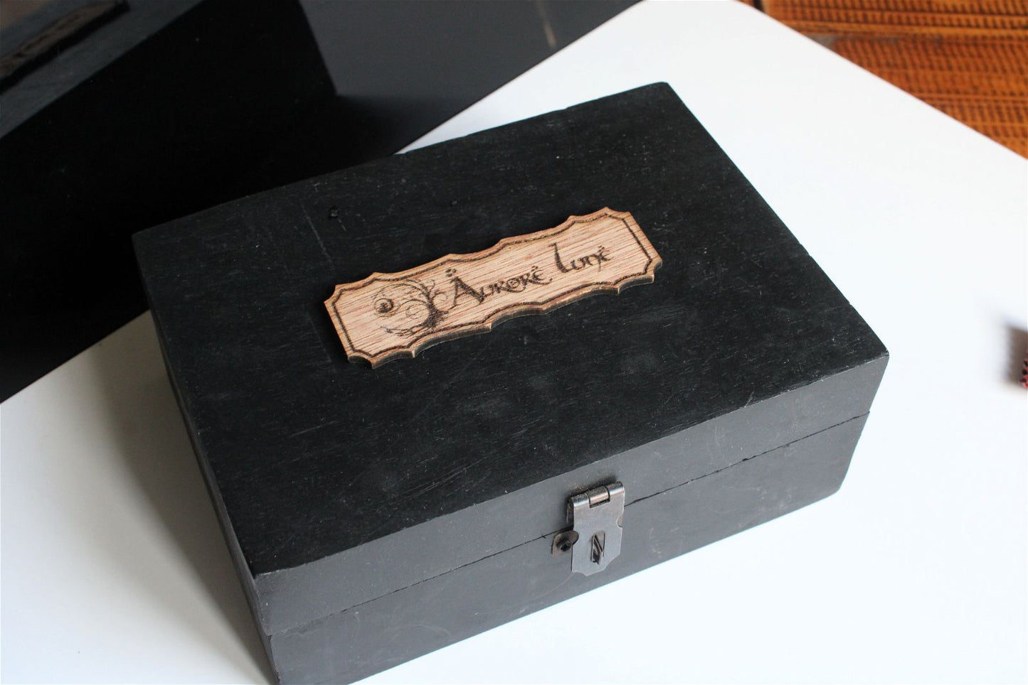 Box boîte à offrir quartz rose et améthyste brutes - Aurore Lune