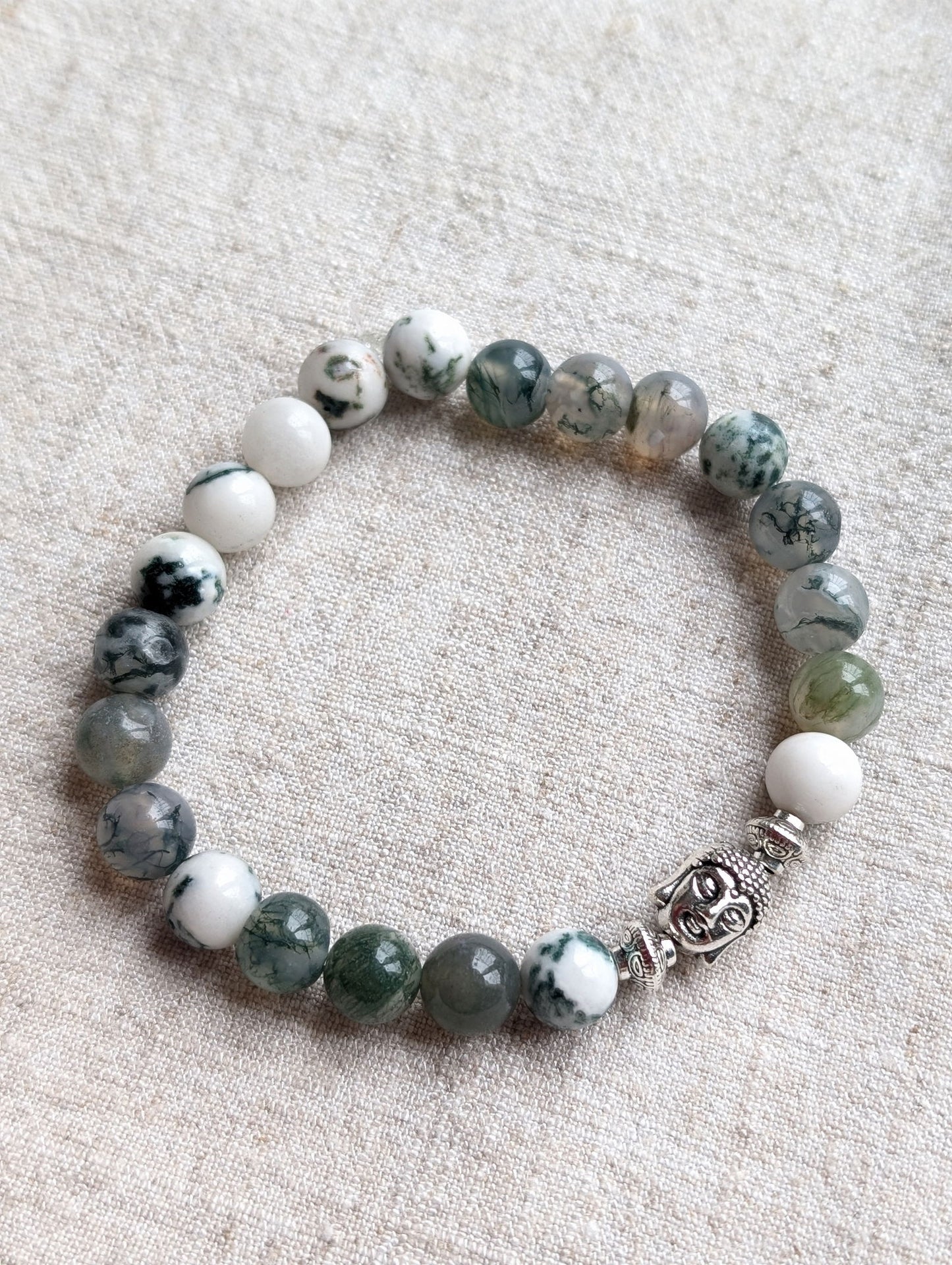 Bracelet agate mousse et agate arbre 17cm - Aurore Lune