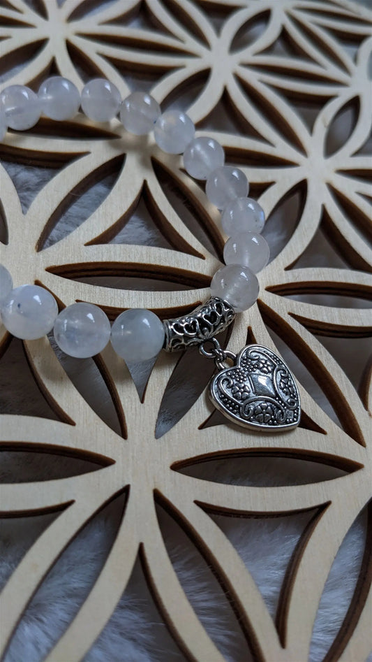 Bracelet élastique labradorite blanche - Aurore Lune