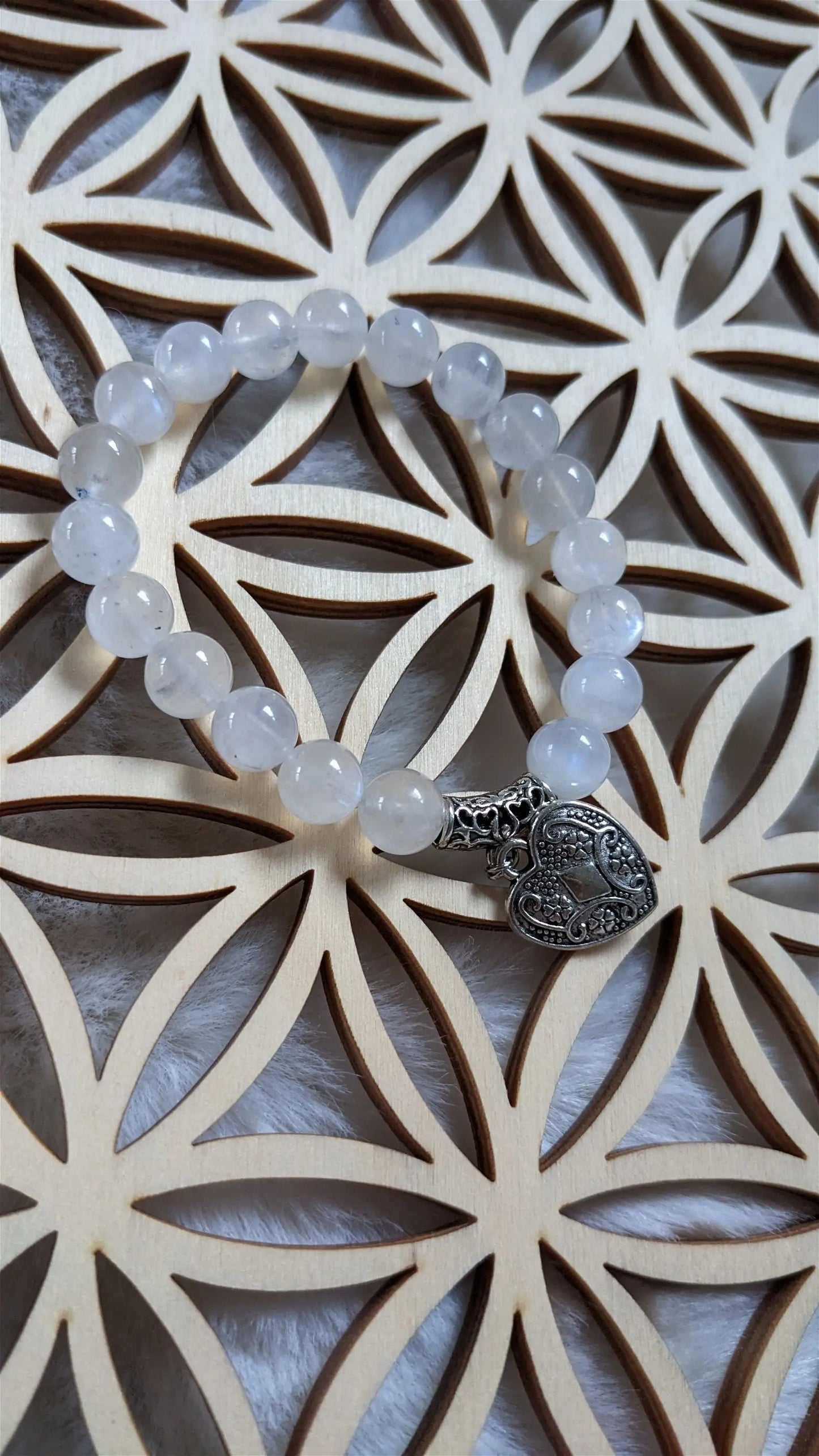Bracelet élastique labradorite blanche - Aurore Lune