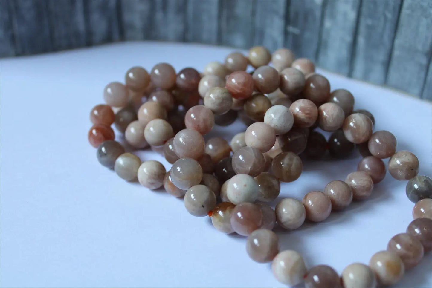 Bracelet en pierres de lune et soleil poignet fin ou moyen - Aurore Lune