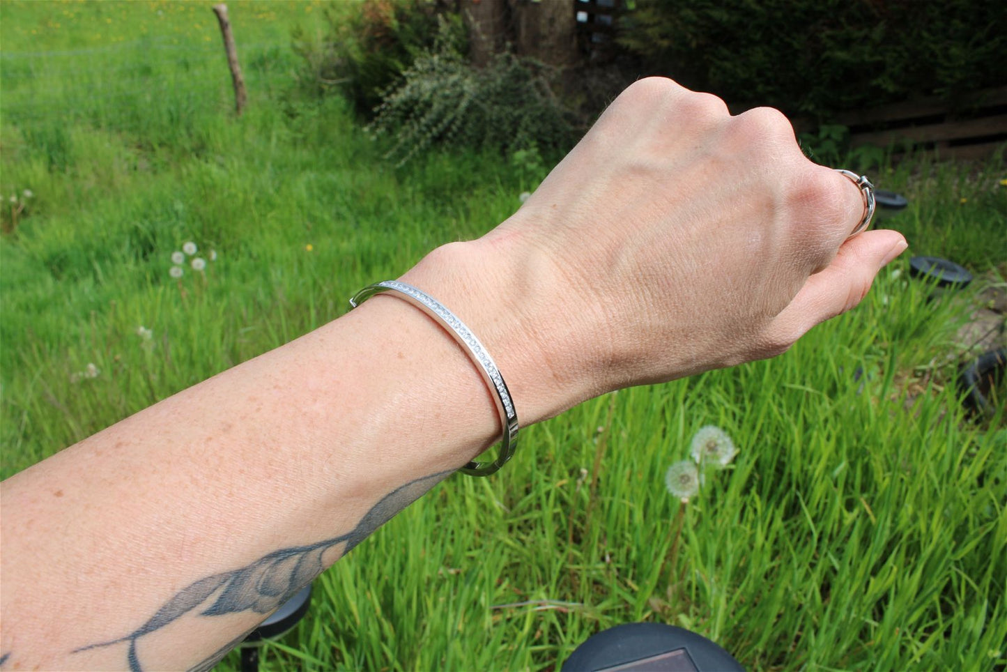 Bracelet fantaisie en inox à strass - Aurore Lune