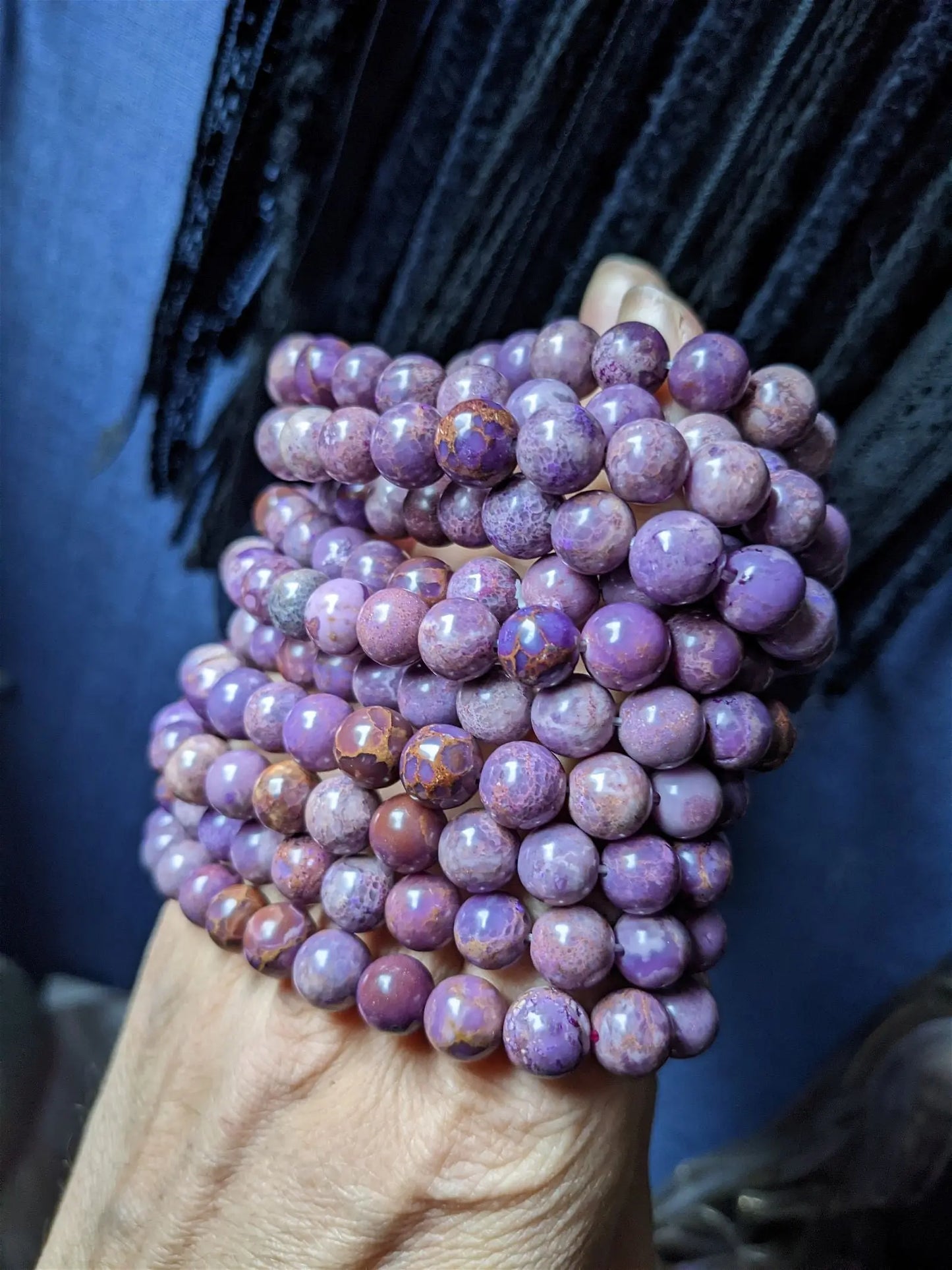 Bracelet phosphosidérite pour poignet fin à moyen - Aurore Lune